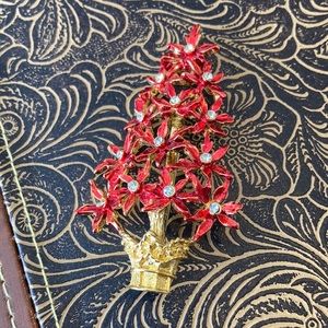 Vintage Poinsettia Christmas Brooch